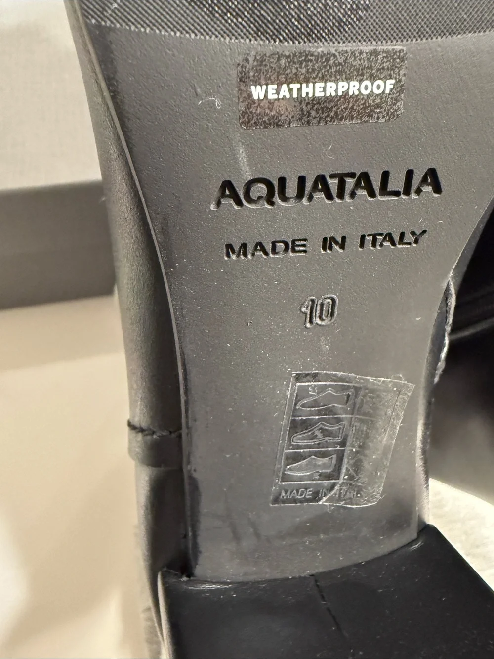 Aquatalia Black Leather Block Heel Ankle Boots